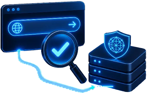 DNS-Anfrage wird über eine geschützte Verbindung geprüft