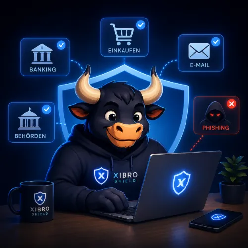XIBRO SHIELD bietet zusätzlichen Schutz bei Online-Banking, Einkäufen, E-Mails und Behördengängen