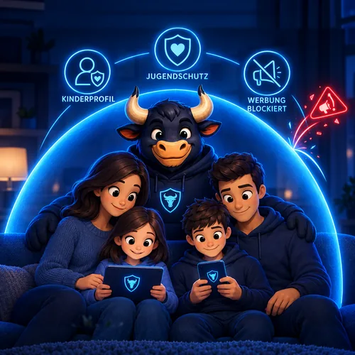 XIBRO SHIELD schützt eine Familie vor Werbung, Trackern und gefährlichen Webseiten
