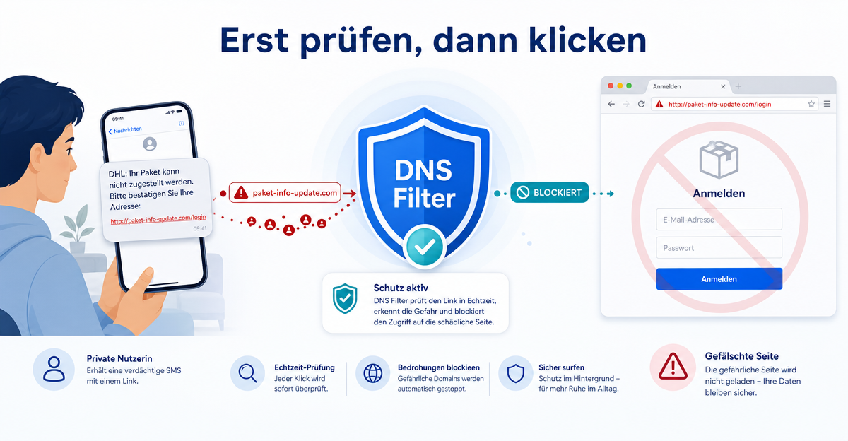 Ein Link zu viel: Phishing Schutz privat im Alltag verbessern