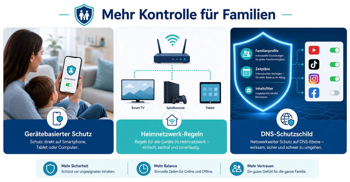Kinderschutz App oder DNS Filter: Drei Wege für Familien im Vergleich