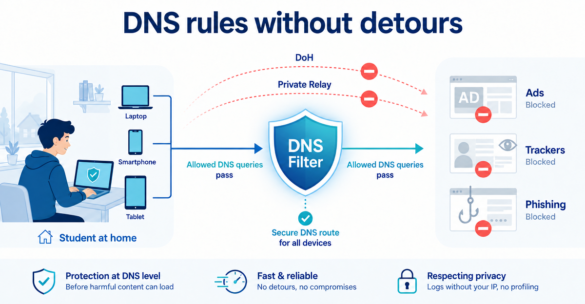 Blocking DNS over HTTPS: why your DNS filter needs a fixed route