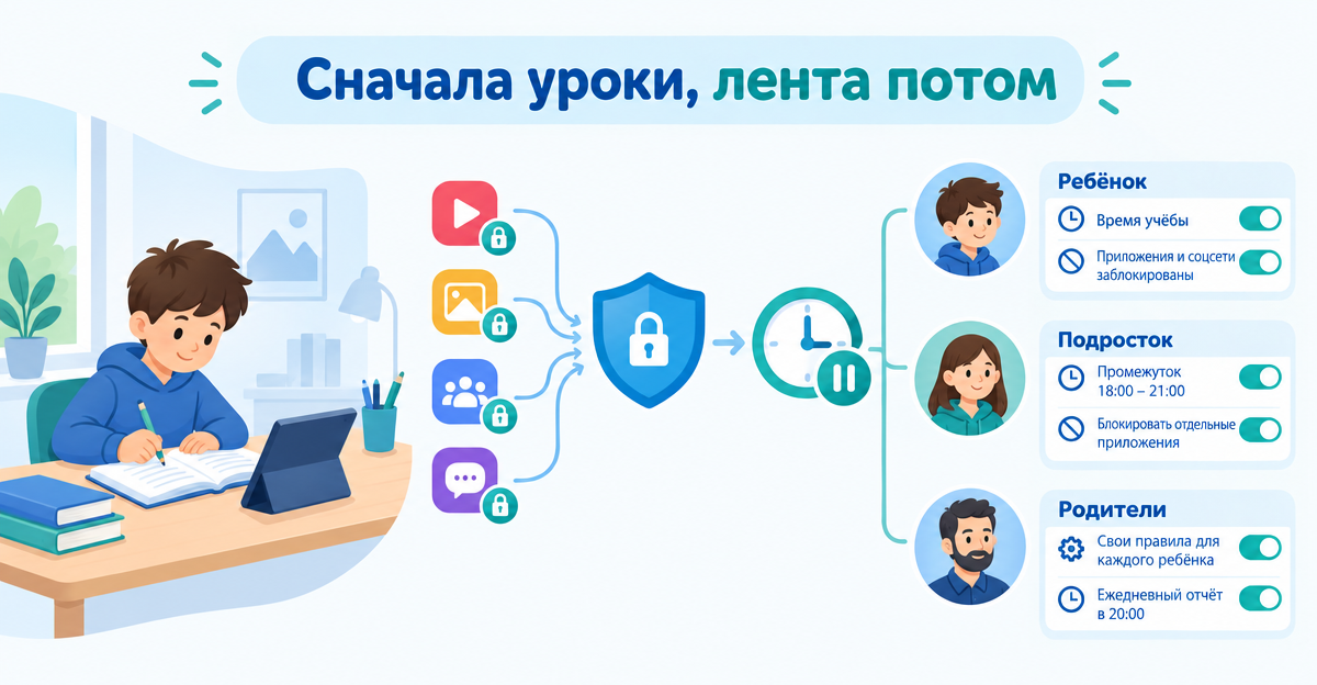 Как блокировать соцсети во время уроков: правила, которые срабатывают автоматически