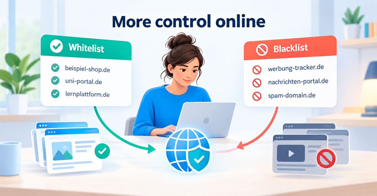 Setting up a DNS whitelist and blacklist: control domains precisely