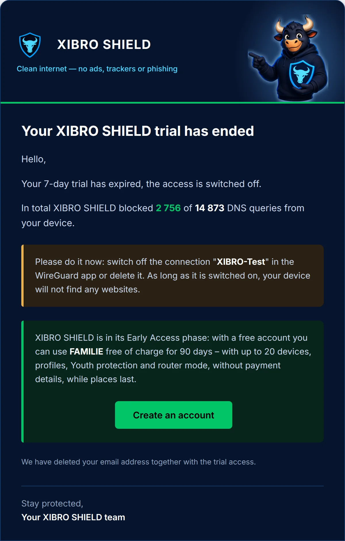 The email at the end of the trial