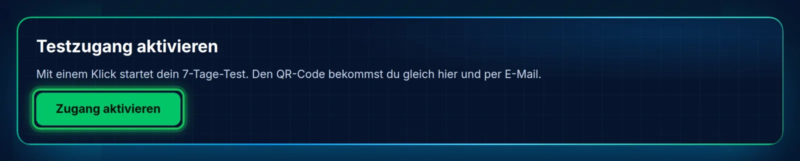 Ein Klick auf „Zugang aktivieren“ startet den Test