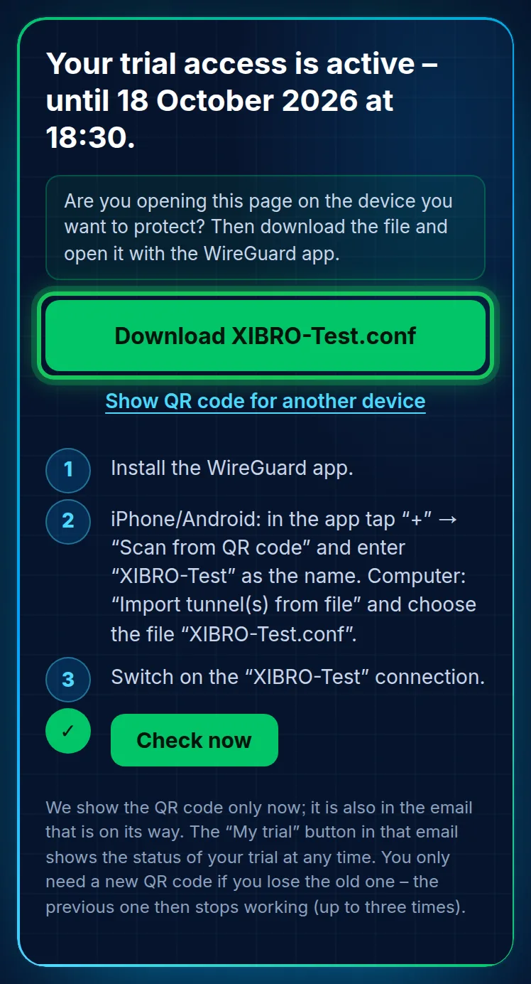 On the phone: the file first, the QR code for another device
