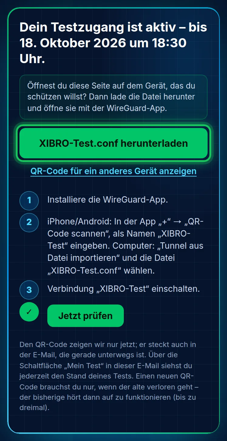 Auf dem Handy: zuerst die Datei, der QR-Code für ein anderes Gerät
