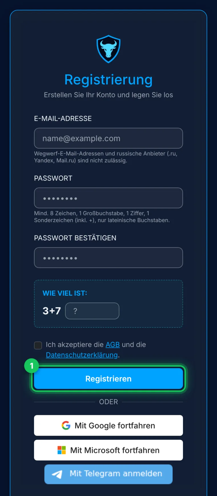 Die Registrierung auf my.xibro.de