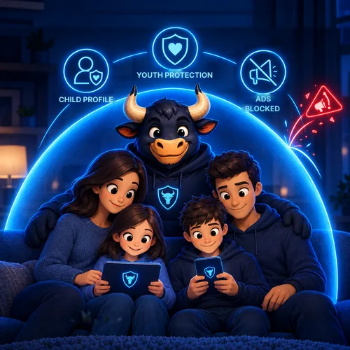 XIBRO SHIELD protects a family from ads, trackers and dangerous websites